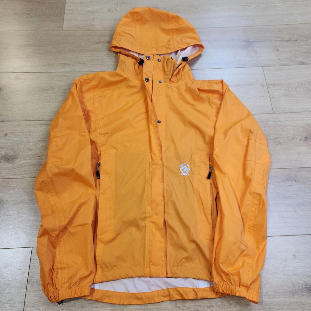 Loki Jacket Mens Small Orange Hooded Full Zip Lightweight Windbreaker Hiking